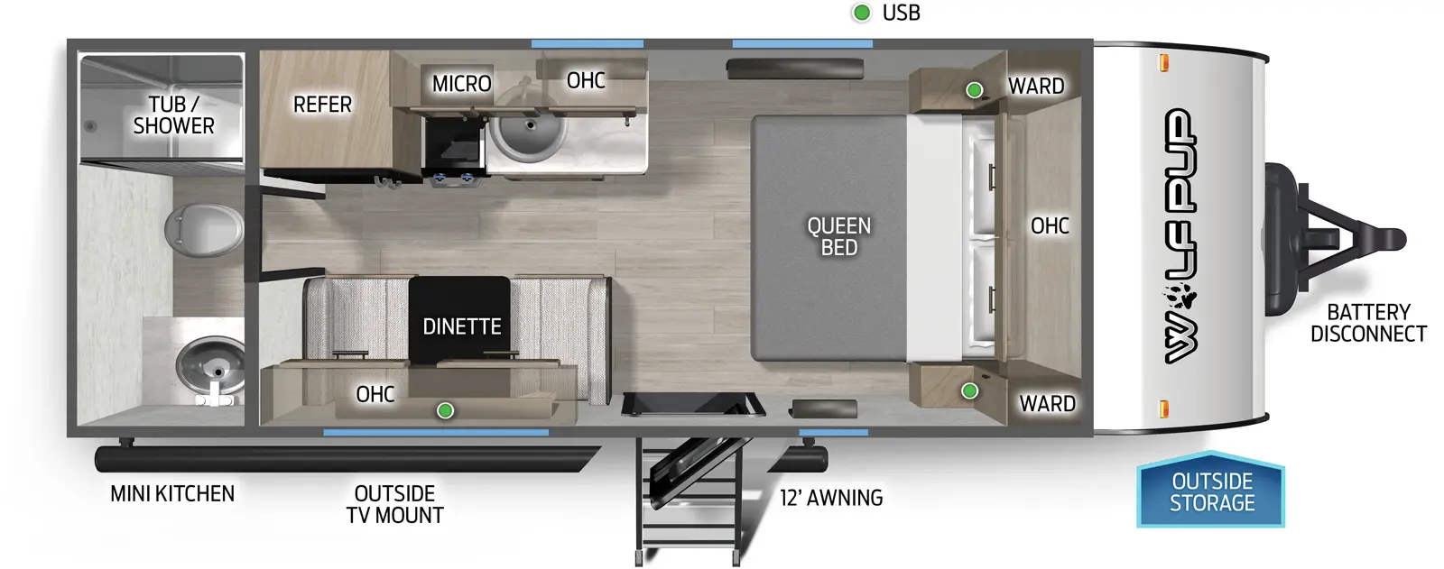 Wolf Pup 16FQW Floorplan